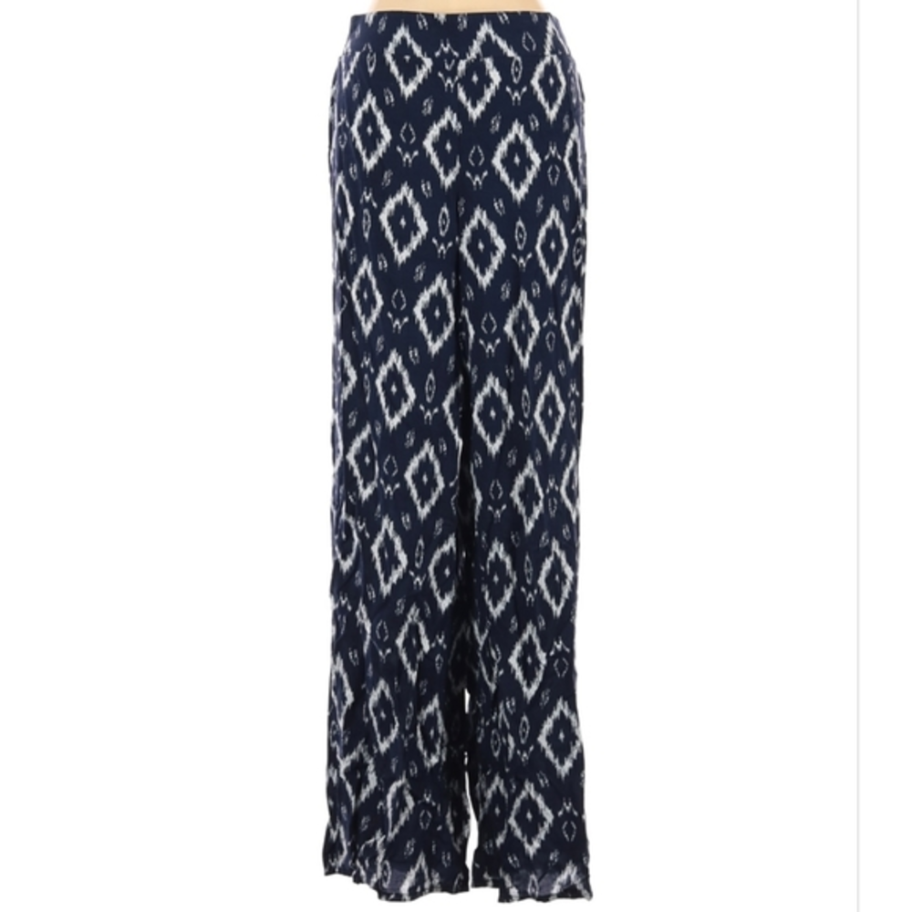 Womens Maurices Blue Pants Size Small Pull On Elastic Back Navy Blue White Guazy